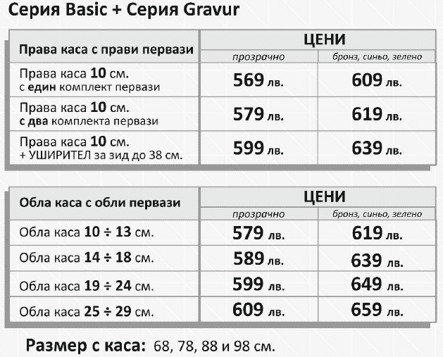 цени за стъклени врати Gravur
